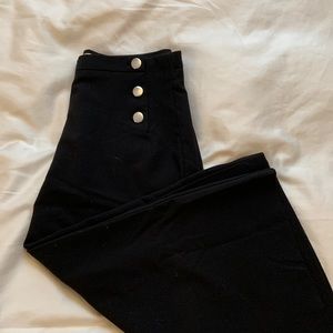 High-waisted button cropped pants